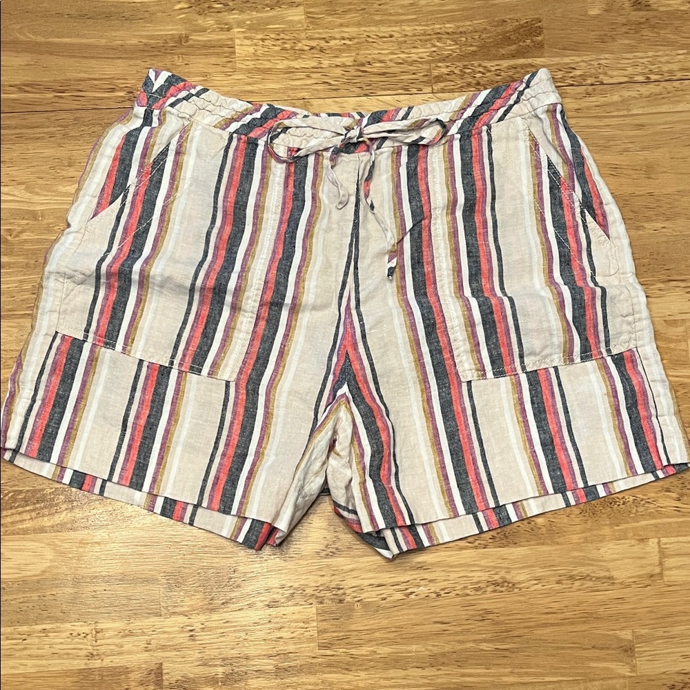 Trina Turk Multicolor Striped Linen Shorts